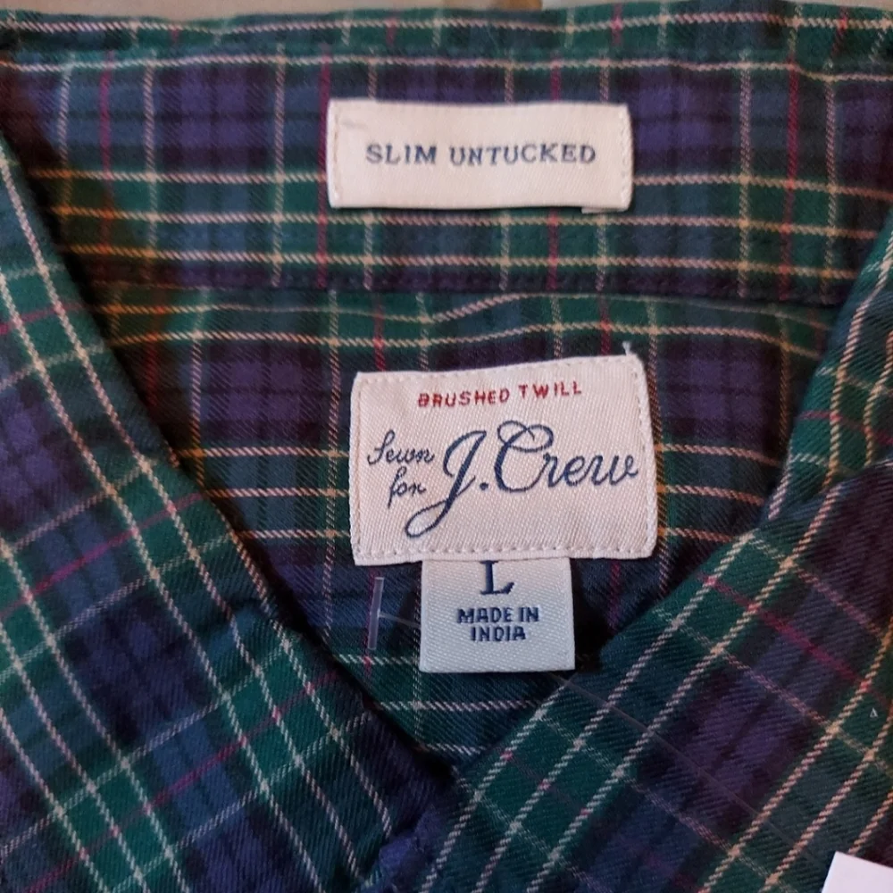 J. Crew Brushed Twill Shirt In TALL MEDIUM Or  UNTUCKED LARGE Blue Plaid NWT $98
